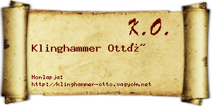Klinghammer Ottó névjegykártya